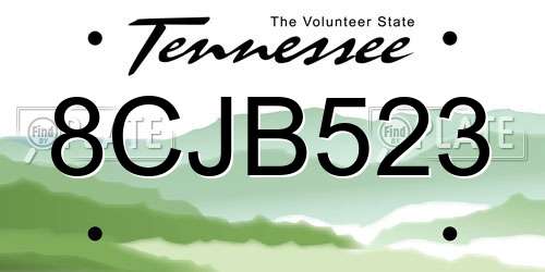 8CJB523 Tennessee License Plate