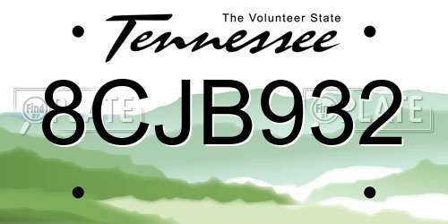 8CJB932 Tennessee License Plate