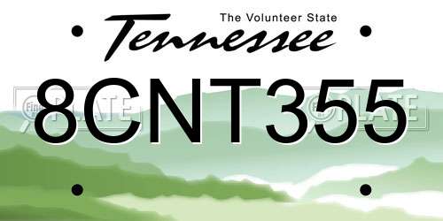 8CNT355 Tennessee License Plate