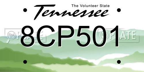 8CP501 Tennessee License Plate