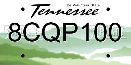 8CQP100 Tennessee License Plate