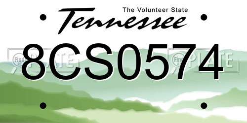 8CS0574 Tennessee License Plate