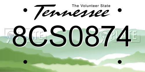 8CS0874 Tennessee License Plate