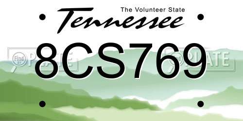 8CS769 Tennessee License Plate