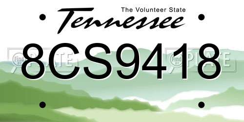 8CS9418 Tennessee License Plate