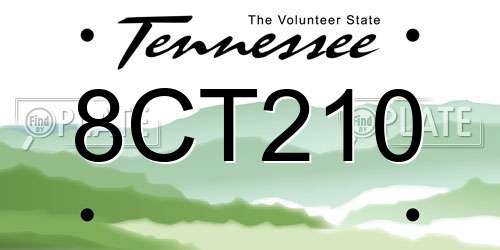 8CT210 Tennessee License Plate