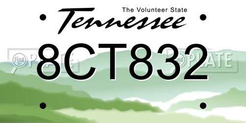 8CT832 Tennessee License Plate