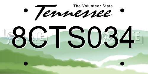 8CTS034 Tennessee License Plate