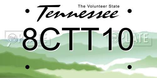 8CTT10 Tennessee License Plate