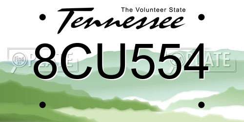 8CU554 Tennessee License Plate