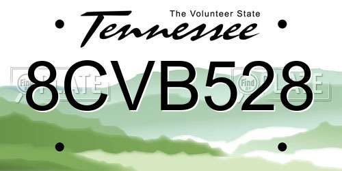 8CVB528 Tennessee License Plate