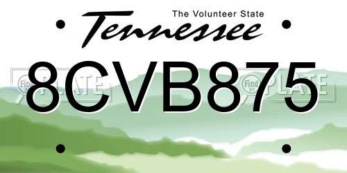 8CVB875 Tennessee License Plate