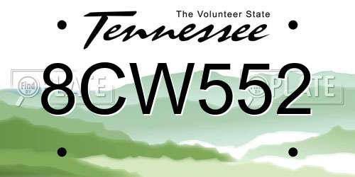 8CW552 Tennessee License Plate