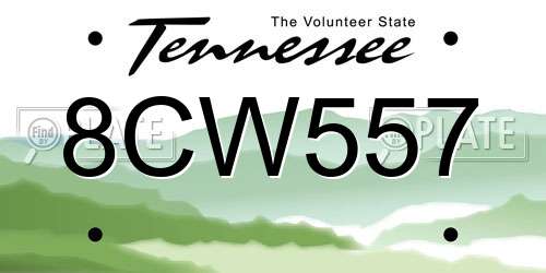 8CW557 Tennessee License Plate