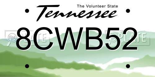 8CWB52 Tennessee License Plate