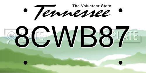 8CWB87 Tennessee License Plate