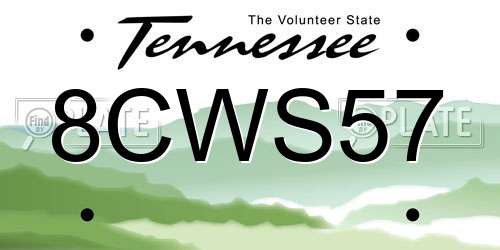 8CWS57 Tennessee License Plate