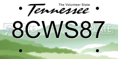 8CWS87 Tennessee License Plate