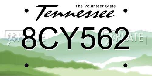 8CY562 Tennessee License Plate