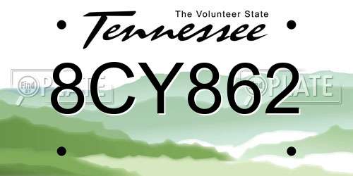 8CY862 Tennessee License Plate
