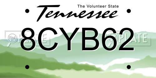 8CYB62 Tennessee License Plate