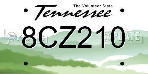 8CZ210 Tennessee License Plate