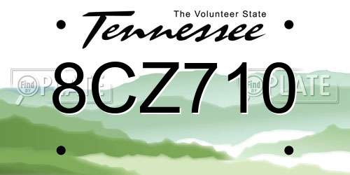 8CZ710 Tennessee License Plate