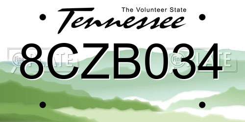 8CZB034 Tennessee License Plate