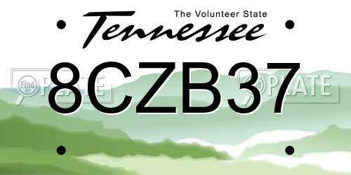 8CZB37 Tennessee License Plate