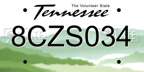 8CZS034 Tennessee License Plate
