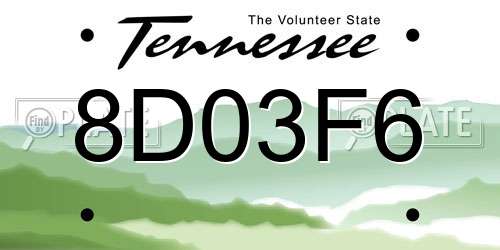 8D03F6 Tennessee License Plate