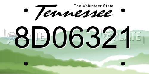 8D06321 Tennessee License Plate