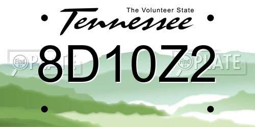 8D10Z2 Tennessee License Plate