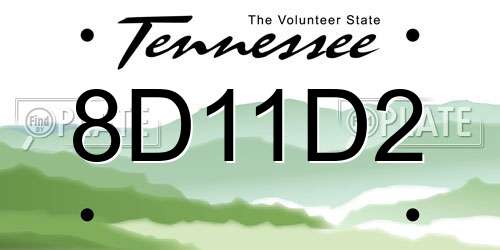 8D11D2 Tennessee License Plate