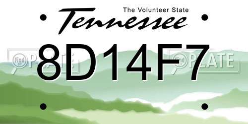 8D14F7 Tennessee License Plate
