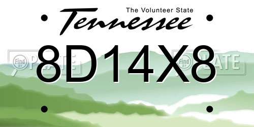 8D14X8 Tennessee License Plate