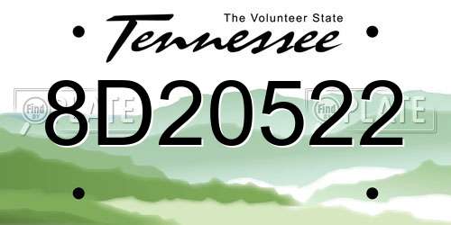 8D20522 Tennessee License Plate