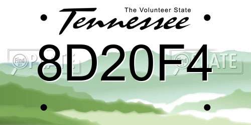 8D20F4 Tennessee License Plate