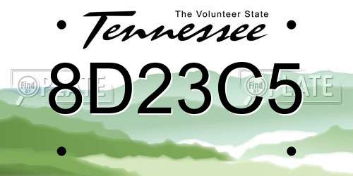 8D23C5 Tennessee License Plate