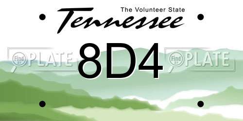 8D4 Tennessee License Plate