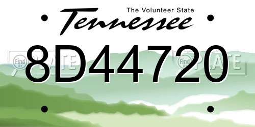 8D44720 Tennessee License Plate