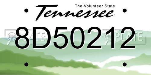 8D50212 Tennessee License Plate