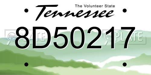8D50217 Tennessee License Plate