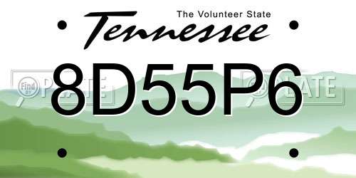 8D55P6 Tennessee License Plate