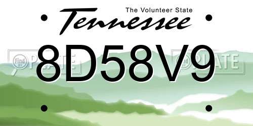 8D58V9 Tennessee License Plate
