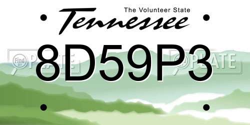 8D59P3 Tennessee License Plate