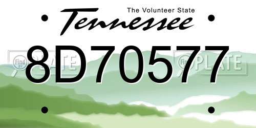 8D70577 Tennessee License Plate