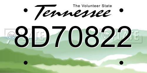 8D70822 Tennessee License Plate