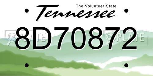 8D70872 Tennessee License Plate