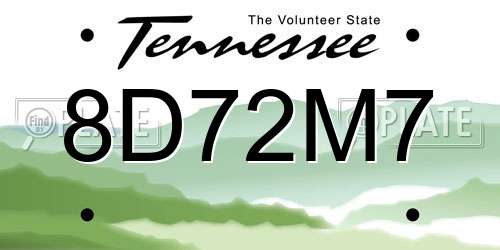 8D72M7 Tennessee License Plate